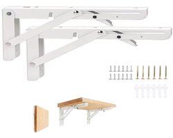 Wit zware belasting roestvrijstalen klapconsole - klaptafel muur klapplankhouders - thuis keuken kantoor - wandmontage - 450 mm/100 kg klaptafel wandmontage