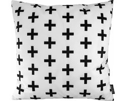 Wit - Zwart Kruisjes Kussenhoes | Katoen/Polyester | 45 x 45 cm