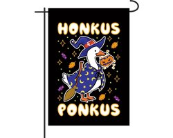 Witch Goose Flag - 45x30cm - Grappige Halloween Tuinvlag - Verticale Dubbelzijdige Jute - Seizoensgebonden Decoratie voor Patio Porch en Gazon