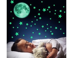 Without Lemon - 1 set - Plafond/Muur Stickers - Glow in the dark - Sterrenhemel - Maan - Kinderkamer - Home Decoration - Wall Stickers - Lichtgevend
