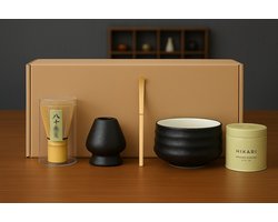 Without Lemon - Hikari Matcha 30gr + Japanse Matcha Starters Set - Premium Organic Matcha - Bamboe Klopper - Lepel - Kom - Klopperhouder - Matcha Tea Making Kit - Ceremonial - Matcha Lovers - Cadeau Tip - Kerstcadeau - Zwart