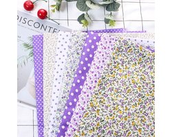 Without Lemon - Katoen Stof - Set van 7 designs - Patchwork - Quilt - Naaistof - 25x25cm - 100% katoen - Romantisch Paars