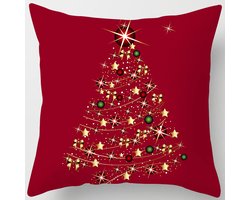 Without Lemon - Kerst Kussenhoes - Rood met gouden Kerstboom - Kerst kussen - Kerstdagen - Feestdagen - Kerst - Decoratie - Woondecoratie - Kussenslopen - December - Cadeau