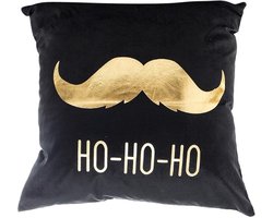 Without Lemon - Kerst Kussenhoes - Zwart met gouden Snor HO-HO-HO - Kerst kussen - Kerstdagen - Feestdagen - Kerst - Decoratie - Woondecoratie - Kussenslopen - December - Cadeau