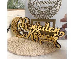 Without Lemon - Ramadan Kareem Tafel Decoratie - Versiering - Feest Decoratie - Ramadan - Suikerfeest - 1 Stuk - Hout & Acryl - 11,5x30cm