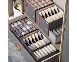 Without Lemon - Set van 3 - Ondergoed, BH's en Sokken Organizer - Opberger - Verdeler - Lade - 32x16x11 CM/32x32x11 CM - Licht Grijs