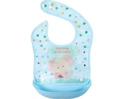 Without Lemons Slabbetje met opvangbak Blauw Olifant| Verstelbaar |Baby Dreumes en peuters | Vaatwasbestendig| 0 -3 Jaar |Unisex | Kraamcadeau | Cadeau |Duurzaam