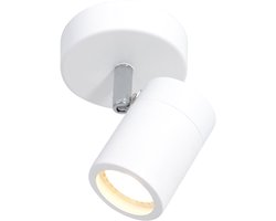 Witte 1-lichts spot Upround 2486W - Draaibaar en kantelbaar, van metaal en kunststof, hoogte instelbaar, merk Mexlite, voor binnen gebruik