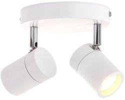 Witte 2-lichts spot Upround 2487W | Draaibaar en kantelbaar | Metaal en kunststof | Mexlite | Geschikt voor binnengebruik, IP44