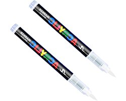Witte acrylstiften 10-60 mm - Watervaste textielstiften - 2 stuks permanent markers voor stof hout metaal glas