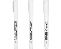Witte acrylverf pennen set van 3 voor glas, hout, porselein, keramiek en steen schilderen met fijne punt