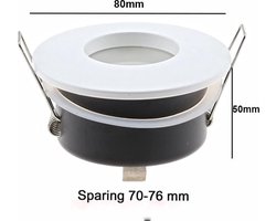 Witte badkamer inbouwspot. Inbouw verlichtingset. Witte inbouwspots 1 stuks. LED - incl GU10 ledlamp - 230V - IP65 Spatwaterdicht - Witte ledspots lichtkleur 4000K. Op deze badkamer inbouwspot met ledlamp heeft u 5 jaar garantie.