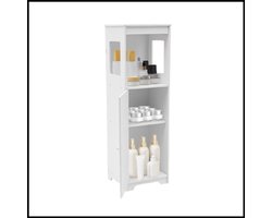 Witte badkamerkast PVC - Toiletkast - Opbergkast - 1 deur - Modern design - Ventilatiegaten - Sterk en duurzaam - Sectie-indeling - Multifunctioneel gebruik - Gemakkelijk te monteren - Ruimtebesparend
