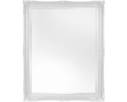 Witte Barok Spiegel > 100 cm - Grote Wand Spiegel Ethan Buitenmaat 106 x 137 cm Wit met houten sierlijst - Spiegel in Barok Stijl - Wandspiegel of Muurspiegel voor toiletruimte - Badkamer - Hal - Woonkamer dressoir of schouw spiegel