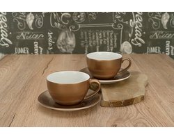 Witte bistrokopjes - cappuccino set - 2 stuks - gres