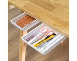 Witte bureaulades | Lades onder het bureau (om te bevestigen) | Opbergrek voor op kantoor | Ruimtebesparend bureau - 22 cm lang