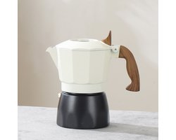 Witte Cubaanse mokapot, geschikt voor gas- of elektrische kookplaten. Klassieke Italiaanse koffiezetter, espressomachine voor op het fornuis, campingpot, maakt 2 espressokopjes.