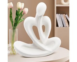 Witte Denker Beeld, Keramische Accent Art Figurine, Moderne Abstracte Sculptuur voor Huisdecoratie, Woonkamer, Slaapkamer, Kantoor en Boekenkast