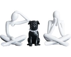 Witte denkerfiguren hondensculptuur - wit + zwart - elegante decoratie - voor kantoor of woonkamer - ShopVlot