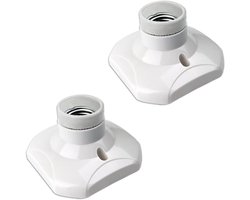 Witte E27 Wandlamp zonder Kabel, Geschikt voor Plafond en Wandmontage, Porseleinen Lampenhouder tot 60W voor Kelder, Carport en Houten Muur