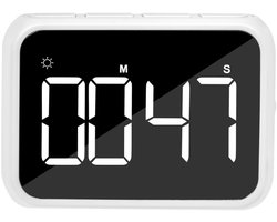 Witte elektronische klok, cijferklok voor studenten, keukenklok met alarmfunctie