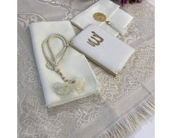 Witte Fluwelen Yaseen cadeauset, islamitische cadeauset met Yaseen boek gebedskleed vrouwen sjaal, cadeau voor bruiloft, Ramadan Mubarak Eid Gift, verjaardag, moederdag
