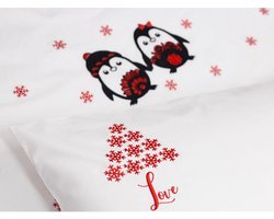 Witte geborduurde dekbedovertrek voor volwassenen met kerstthema 140 x 200 cm (Flanel) \White Embroidered duvet Cover for adults with Christmas theme 140 x 200 cm(Flannel)