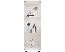 Witte Glazen Vitrinekast met 3 Legplanken & Slot, 125.2cm Hoog, Explosieveilig Glas