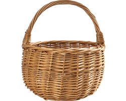 Witte grote picknickmand adviseerde mand met handvat boodschappenmand | 45 x 32 x 34 cm (+/- 1 cm) | groot en licht | handgevlochten | universeel en duurzaam gevlochten paasmandje