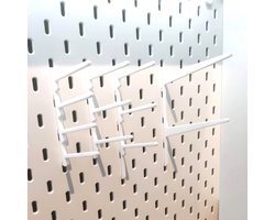 Witte haken voor het Ikea Skadis pegboard type L3 (voor garenklosjes van 1000m)