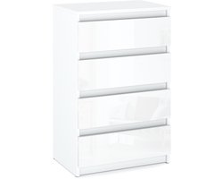 Witte hoogglans ladekast met 4 lades, 60 cm tv-kast, woonkamer, slaapkamermeubilair
