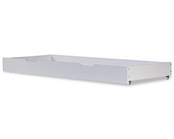 Witte houten bedlade met wieltjes voor extra opbergruimte