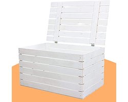 Witte Houten Kist XXL - Multifunctionele Opbergkist met Shabby Chic Look - 85x55x46cm