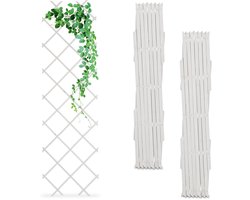 Witte houten trellis voor klimplanten - set van 3 - 180 x 60 x 1 cm