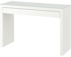 Witte kaptafel met glazen blad 120 x 41 x 78 cm