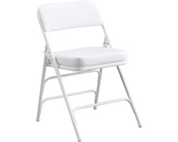 Witte Kunstleren Inklapbare Stoel - Met Metaalframe - Comfortabele Gevoerde Zitting En Rugleuning - Voor Eetkamer Kantoor Thuis Binnen En Buiten - Modern Design