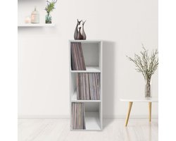 Witte LP Platen Opbergkast - 3 Vakken voor Vinyl Platen, Boeken en Woonaccessoires