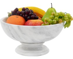Witte marmeren fruitschaal 255 x 135 cm - handgemaakte fruitmand voor keukenorganisatie - grote fruitschaal voor aanrecht - moderne bananenhouder Fruitschaal