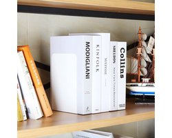 Witte Metaal Boekensteunen - Duurzaam en Zwaar - Set van 6 Stuks boeksteun