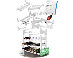 Witte, modulaire flessenrek voor 72 wijnflessen - stapelbaar, uitbreidbaar, robuust - ideaal voor wijnopslag in kelders, restaurants en thuis, drankenkast, stapelbaar wijnrek