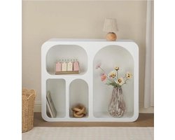 Witte Modulaire Vakkenkast met 4 Vakken – MDF Kubuskast – 82 × 24 × 69 cm