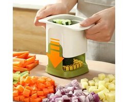 Witte multifunctionele groentesnijder – Keukengereedschap voor uien dobbelen en frietjes snijden