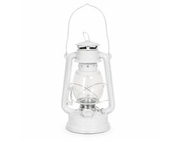 Witte Olielamp / Stormlamp – 24 cm – Klassieke Olie-Lamp – Sfeervolle Buitenlamp voor Camping, Tuin & Balkon – 12 x 16 x 24 cm