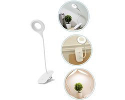 Witte, Oplaadbare Klemlamp Voor Op Het Bureau, Dimbaar (Drie Standen Instelbaar) Led-Buiglamp, Geschikt Voor Lezen En Studeren, Binnenverlichting