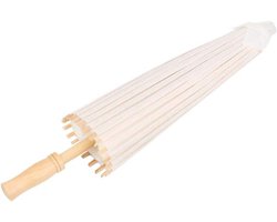 Witte papieren parasol met bamboehandvat - Chinees/Japanse decoratieve paraplu voor feestelijke gelegenheden