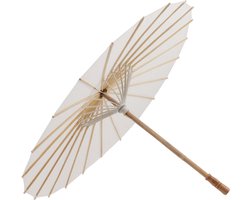 Witte Papieren Parasol voor DIY Projecten - Houten Steunen, Perfect voor Strand, Fotografie en Decoratie (83 cm)