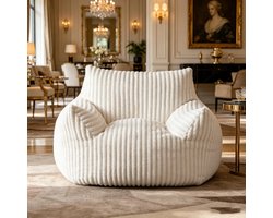 Witte pluche zitzak met armleuningen knusse luie stoel met zacht gevoel voor ultiem comfort te gebruiken als zitzak vloerbank of loungestoel mooie fauteuil voor woonkamer of slaapkamer