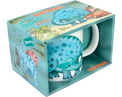 Witte Porseleinen Mok met Dinosaurus Opdruk - 250 ml Drinkbeker voor Kinderen