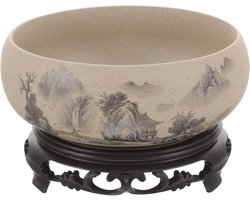 Witte Porseleinen Plantenbak - Decoratieve Container - Hydrocultuur Planten - Inclusief Stabiele Standaard - 17x17x7 cm - Diverse Kleuren