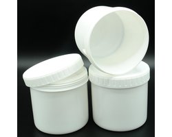 Witte Potten 500ml Leeg 10 stuks - Lege Pot met Schroefdeksel en Binnendeksel - Zalfpot